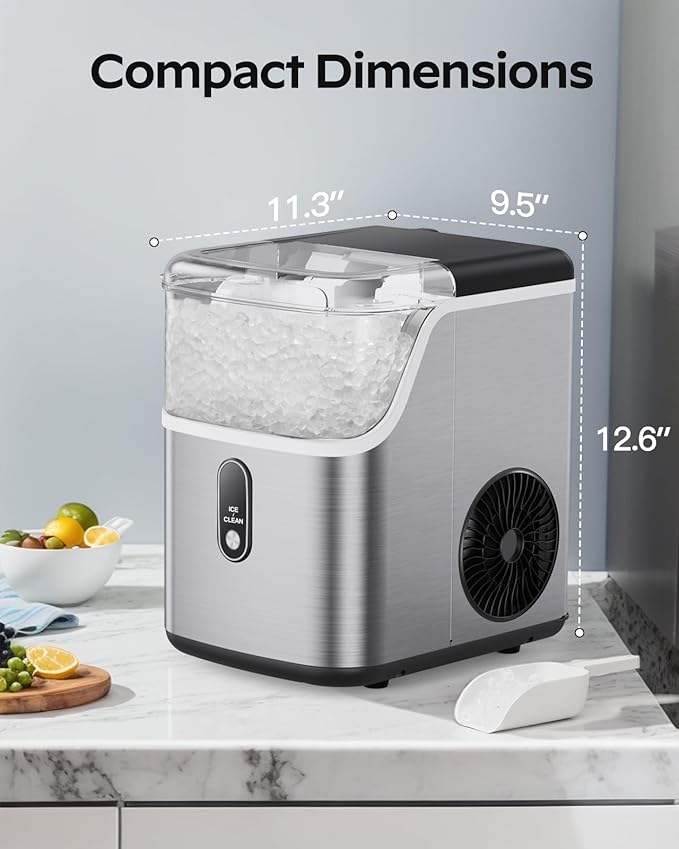 Totnz Nugget Countertop Ice Maker, Chewable Pellet Ice Machine with 35lbs for Home Kitchen Officce