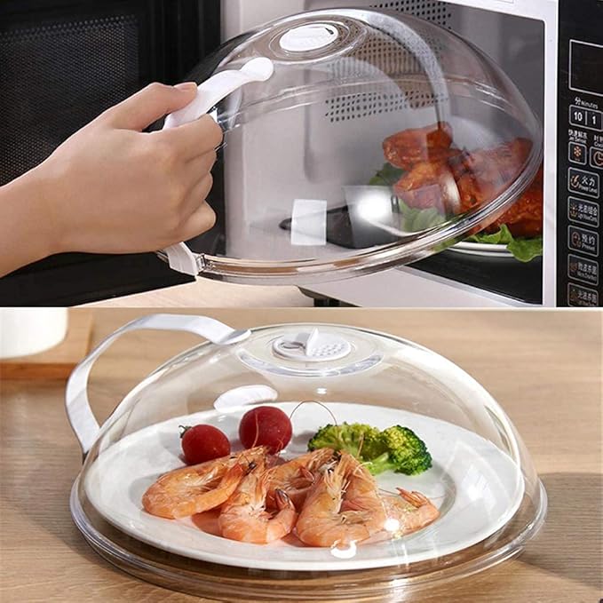 2 Pack Microwave Splatter Cover, Transparent Cover, Microwave Plate Cover Lid with Handle and Adjustable Steam Vents Holes Keeps Microwave Oven Clean