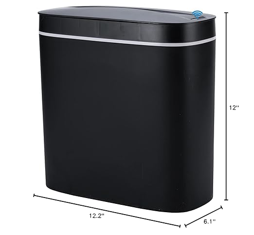 Sooyee 14 litres Automatic Bathroom Trash Can with lid,3.6 Gallon Touchless Trash Can or Kick for Kitchen,Office,Bedroom,Bathroom,Living Room,Black