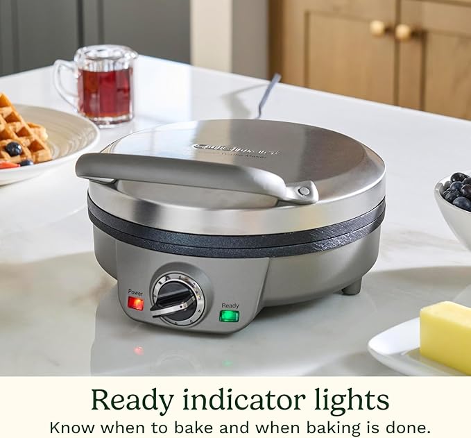 Cuisinart Belgian Waffle Maker, Round Waffle Iron, 6 Setting Adjustable Browning, Audible Alert, Nonstick Plates, WAF-200NAS