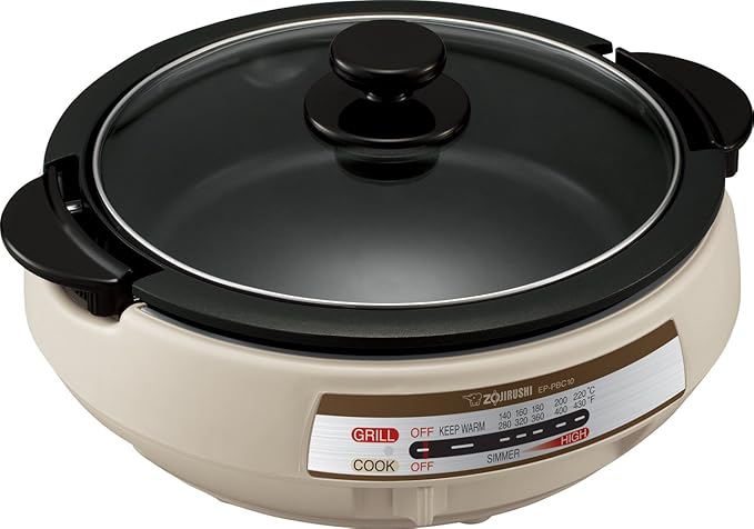 Zojirushi EP-PBC10 Gourmet d'Expert Electric Skillet & NS-ZCC10 Neuro Fuzzy Rice Cooker, 5.5-Cup, White