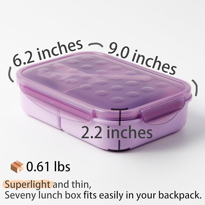 SEVENY Bento Box Adult Lunch Box,Ideal Leak-Proof Lunch Box for Women,BPA-Free Natural Wheat Fiber Material,Reusable Meal Prep Container for Body Builders Purple