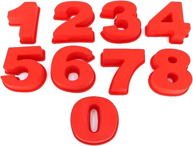 Small 9 pieces Silicone Number Cake Molds Jelly Chocolate Moulds Candy Muffin Tray (4 inch)