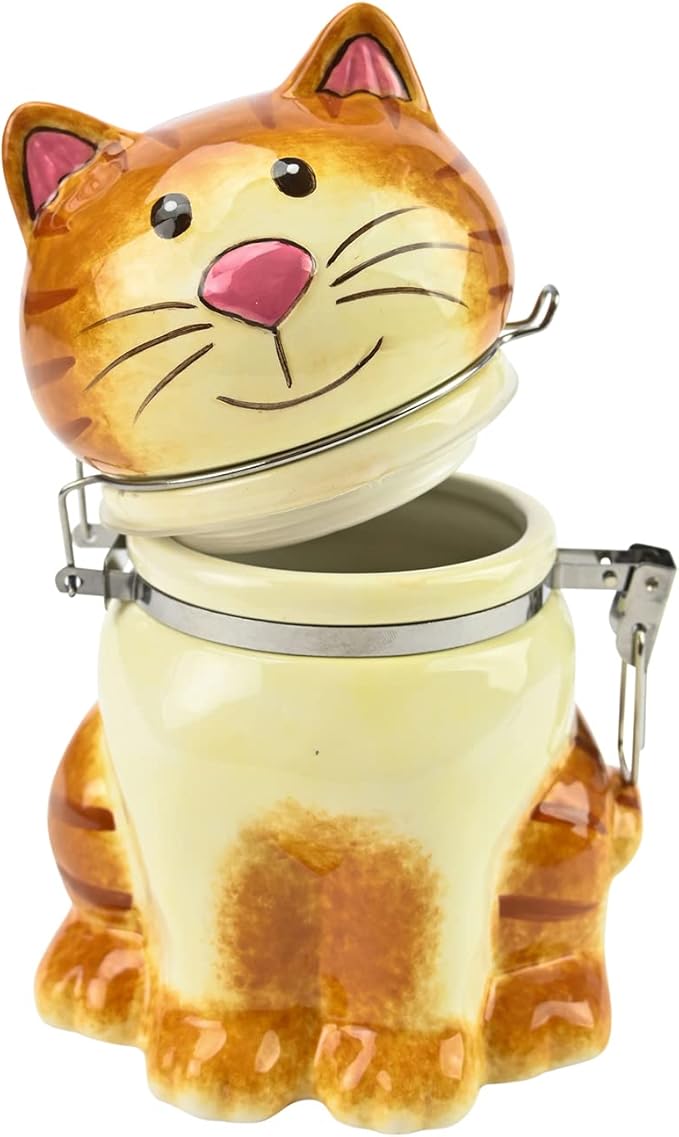 Hand-Painted Earthenware Pretty Kitty Hinged Jar by Boston Warehouse