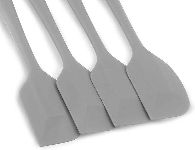 Silicone Spatula 4-piece Set, Heat-Resistant Non-stick Rubber Spatulas with Stainless Steel Core, Grey