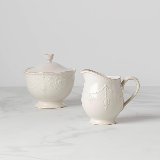 Lenox French Perle Sugar and Creamer, White -, 2.60 LB