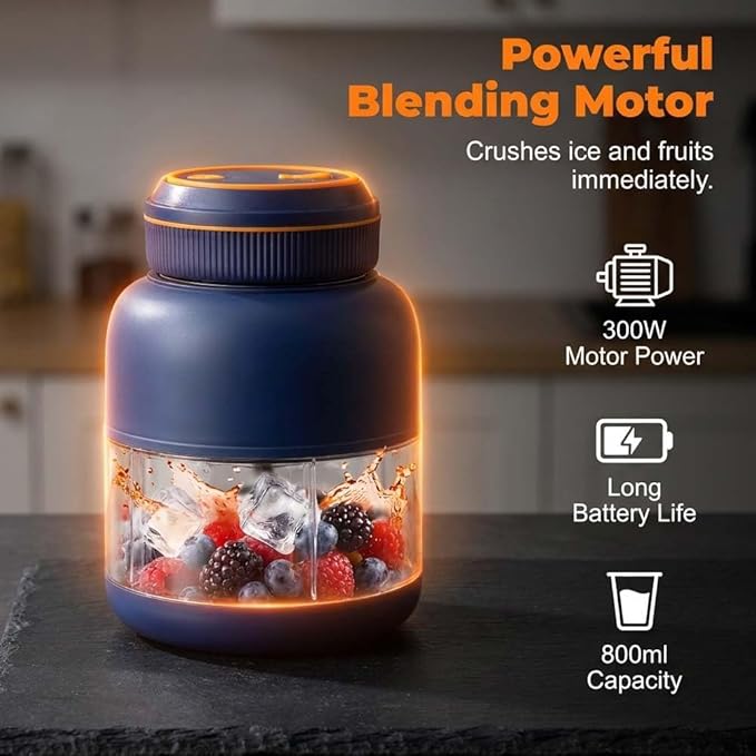 Portable Wireless Juicer Cup, 44oz Personal Blender for Shakes and Smoothies, USB-C Rechargeable Cordless Travel Blender with Leakproof Drinking Lid, BPA-Free Cup for Gym Office Outdoor (White-28 Oz)