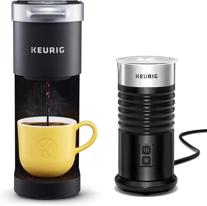 Keurig K-Mini Single-Serve K-Cup Coffee Maker, Black and Keurig Standalone Milk Frother, Black