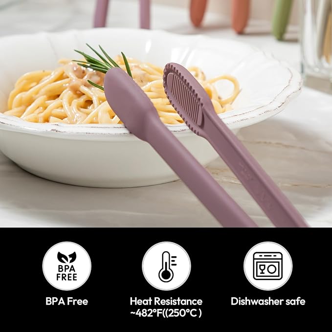 carrotez Silicone Cooking Kitchen Tongs, Anti-Slip,Non-Scratch Serving Tongs 9.25 Inches - Dark Pink