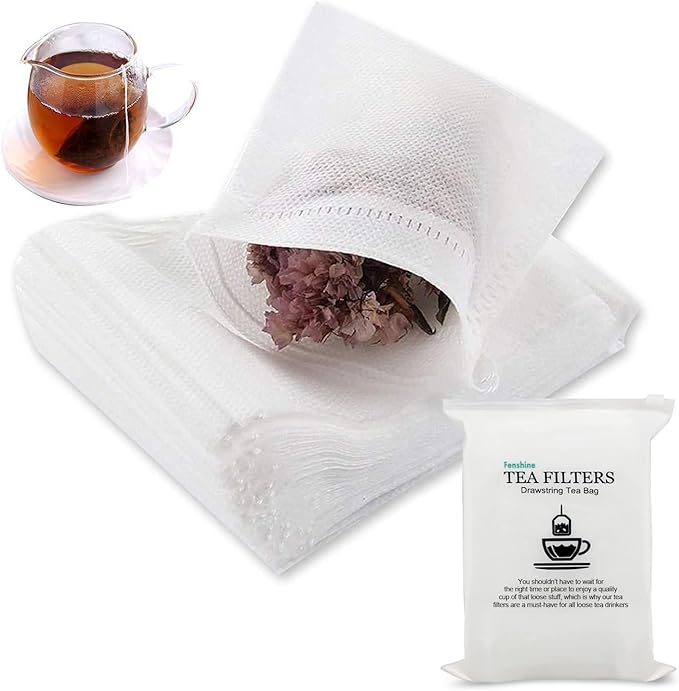 200 Pcs Disposable Tea Bags for Loose Leaf Tea, Empty Tea Bags for Loose Tea with Drawstring, Natural Tea Filter Bags