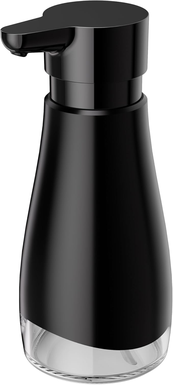 Oasis Creations 500 mL /17fl.oz Stainless Steel Liquid Soap Dispenser for Dish and Hand Soap - Black - Refillable - Great for Kitchen Bathroom or Countertop
