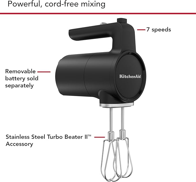 KitchenAid Go™ Cordless Hand Mixer - battery sold separately, KHMR700, Black Matte