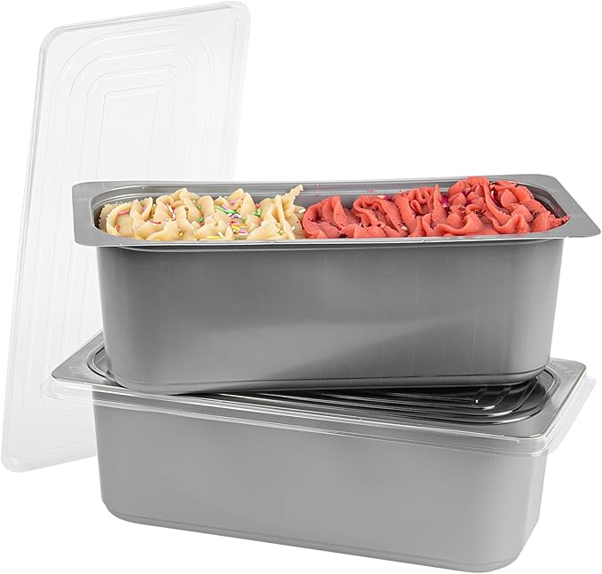 Restaurantware-RW Base 5 Quarts Ice Cream Containers, 100 Rectangle Disposable Containers - Durable, With Clear Lid, Black Plastic Box, For Ice Creams, For Cafes