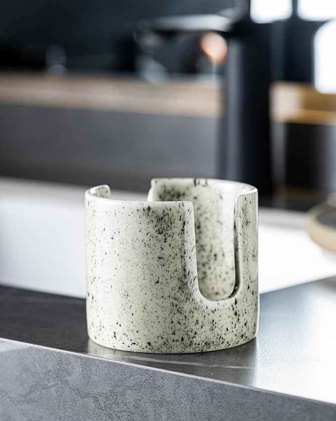 Kitchen Sink Sponge Holder, Dish Sponge Rack Ceramic Brush Holder Farmhouse Kitchen Dish Rack for Brush, Scrubbers, Bathroom, Sink, Speckled Glaze