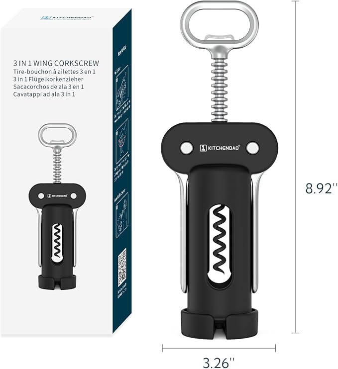 KITCHENDAO Wine Saver Pump with Sound Indicator and 3 in 1 Wing Corkscrew Wine Bottle Opener
