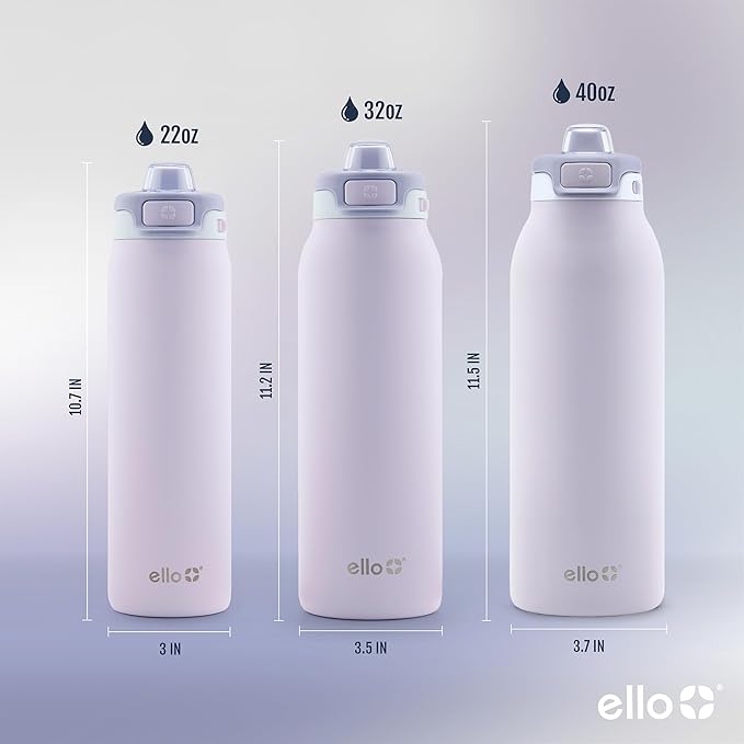 Ello Pop & Fill 40oz Stainless Steel Water Bottle with Quick Fill Technology, Double Walled and Vacuum Insulated Metal, Leak Proof Locking Lid, Sip and Chug, Reusable, BPA Free, Aurora
