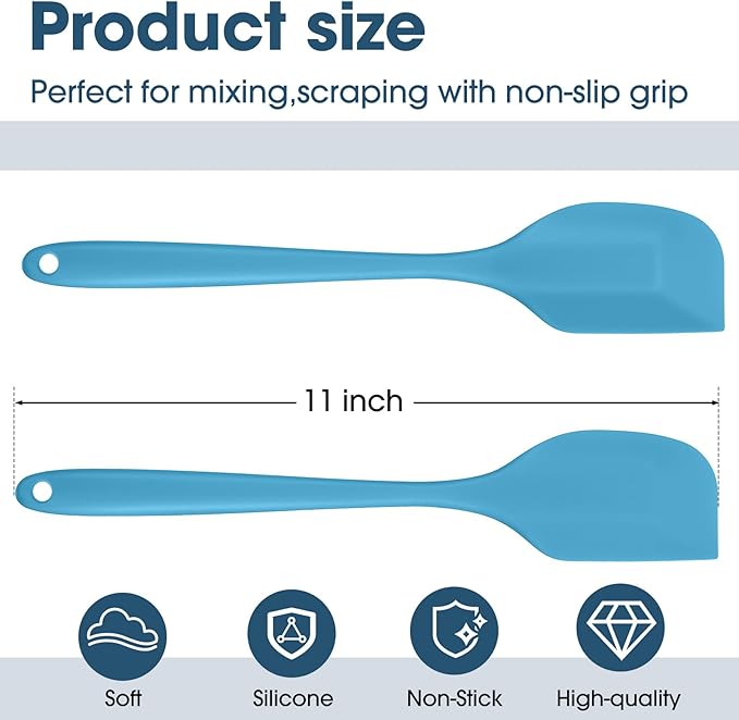 Irenare 24 Pcs Silicone Spatulas 11 Inch Large Rubber Spatulas Heat Resistant Non Stick Flexible Scrapers Baking Mixing Tool Cookware Dishwasher Safe, 6 Colors