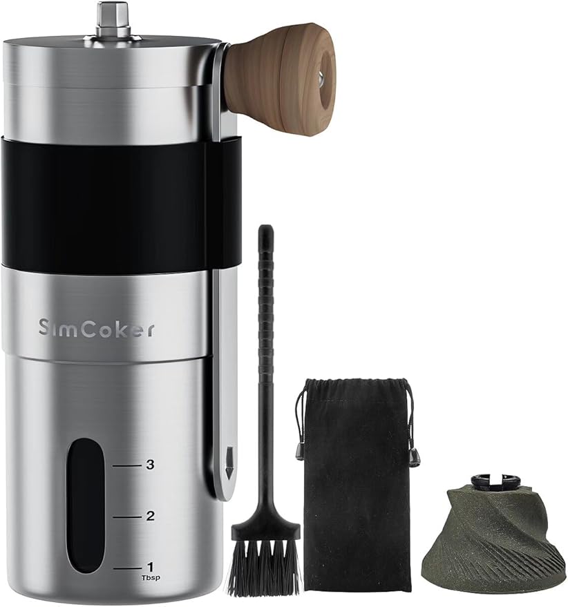 Manual Coffee Grinder,Ceramic Burr,20g Capacity,Adjustable Grind Setting,Portable Size for Camping,304 Stainless Steel