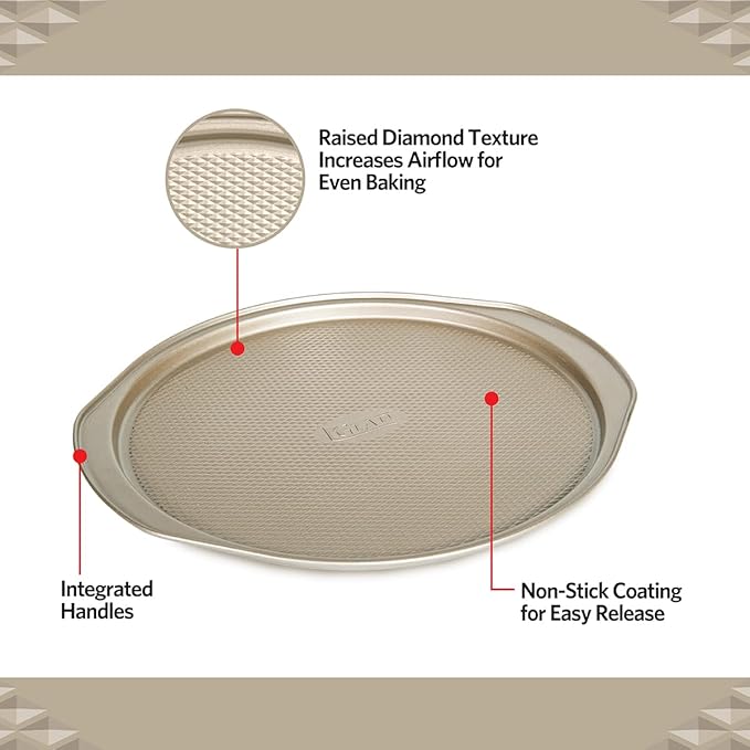 Glad Nonstick Large Pizza Pan for Oven | Round Baking Tray Textured Cooking Sheet Crisper Premium Bakeware Series for Home Kitchen (Pack of 6)