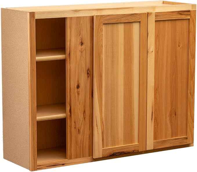 Quicklock RTA (Ready-to-Assemble) 42" Tall Wall Kitchen Cabinets - Shaker Style | 100% Hardwood | Made in America | Soft Close Hardware (12" D x 42" W x 42" H Blind Corner, Rustic Hickory)