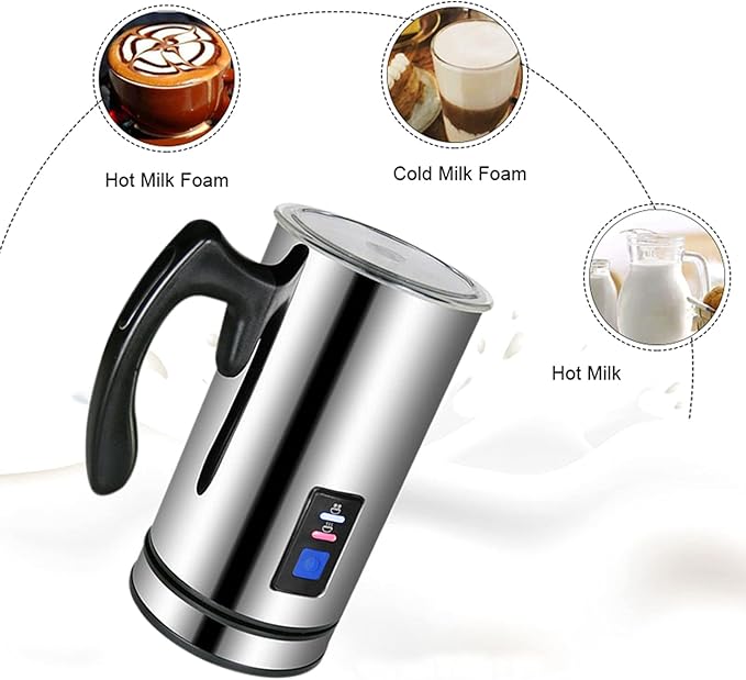AIZYR Electric Detachable Milk Frother and Steamer Stainless Steel Milk Warmer with Hot & Cold Foam for Coffee, Hot Chocolates, Cappuccino,110v