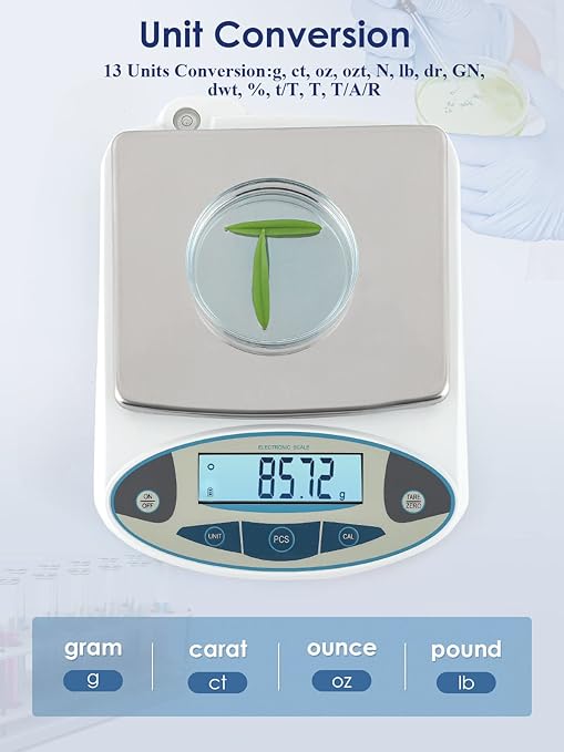 CGOLDENWALL Lab Scale 1000gX0.01 Gram High Precision Laboratory Balance Electronic Scientific Weighing Scale with Calibration Weight
