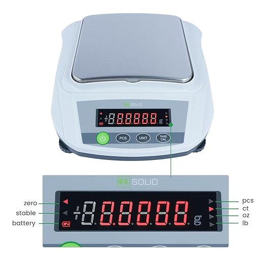 U.S. Solid Analytical Balance, 2000g/4.4lb x 0.01g Digital Precision Scale, Piece Counting, g/ct/oz/lb, 6.2" x 5" Rectangular Pan, 100-240V AC & 4xDC 1.5V Battery, Kitchen, Jewelry, Scientific Use