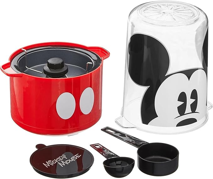 Disney Mickey Mouse Stir Popcorn Popper by Select Brands - Electric Countertop Popcorn Maker with Stirring Rod - Includes Kernel Scoop & Oil Spoon - Home Kitchen Appliance for Movies, Parties & More