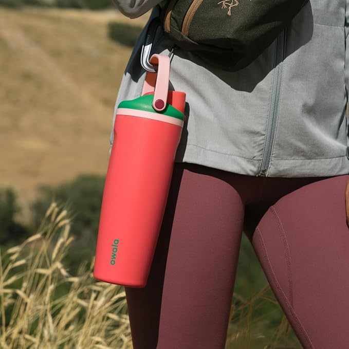 Owala FreeSip Sway Insulated Stainless Steel Water Bottle with Two-Way Spout, Built-In Straw and Bucket Handle, Made for Travel, School, and Sports, 40oz, BPA Free, Leak Proof, Strawberry Fields