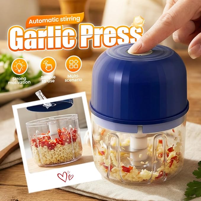 Electric Garlic Chopper, Mini Portable Veggie Chopper Garlic Grinder Onion Choppers, Wireless Electric Food Chopper Tool for Mashing Onion, Garlic, Chili, Ginger (Light Green)
