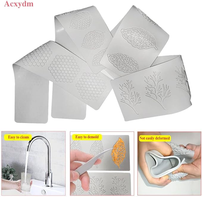 5PCS Leaf Molds Silicone,Acxydm Tuile Molds Silicone Baking Mold,Fondant Chocolate Molds Set with Silicone Leaf Mold and 3D Beehive Candy Lace Silicone Molds for Making Sugar Craft,Cupcakes