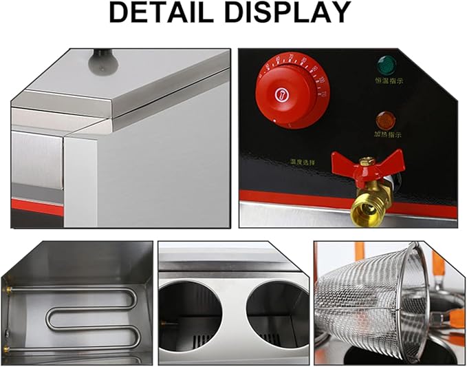 220V Commercial Pasta Cooker with 6 Noodle Filter Electric Pasta Cooking Machine Multifunctional Pasta Warmer Noodles Cooker 6KW for Cooking Dumplings NoodlesVegetables 30-110℃