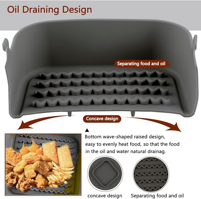 2PCS Air Fryer Silicone Liners 8 Inch Square Food Safe Non-Stick Air fryers Basket Oven Accessories, Reusable Replacement of Flammable Parchment Liner Paper Fits above 6 QT Square Air Fryers