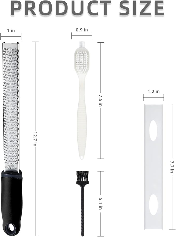 Koythin Zester, Lemon Zester & Cheese Grater with Brush, Heavy Duty Kitchen Tool for Zesting Citrus, Parmesan Cheese, Chocolate, Ginger, Fruits, Stainless Steel with Handle and Cover (Black)