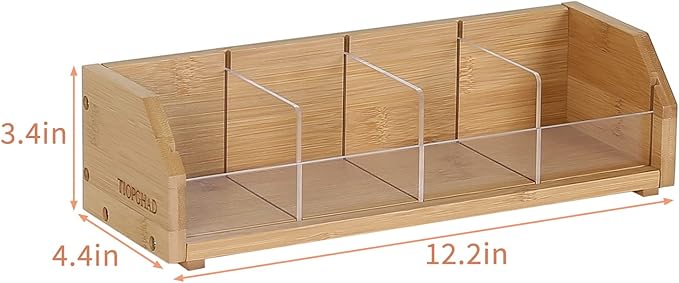 TIOPGHAD Small Bamboo Tea Bag Organizer Storage Holder for Tea Bags Wood Tea Box Containers Tea Rack Teabag Station Stand for Cabinet Countertop Office