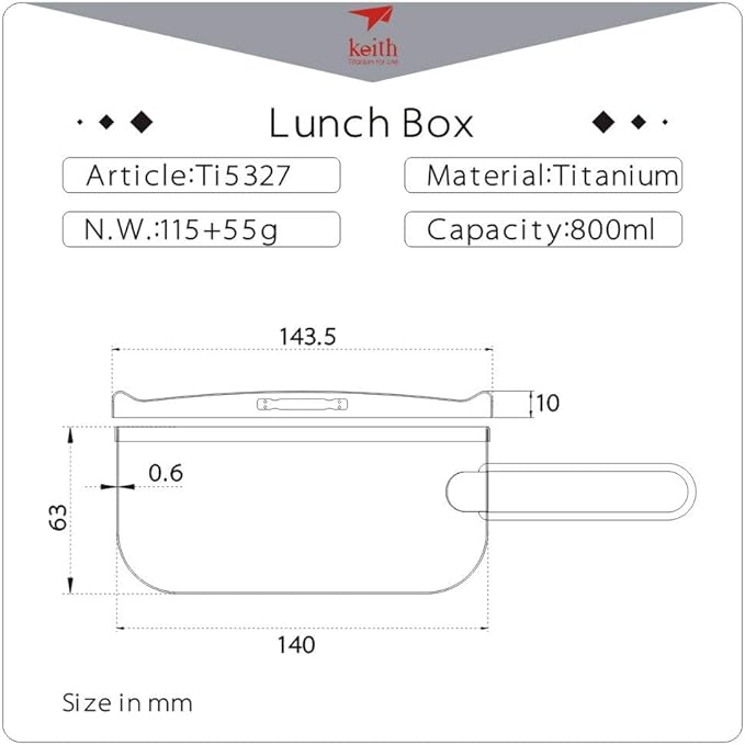 KEITH TITANIUM Lunch Box (Ti5327) ●●●●●●● Keith's 18th Anniversary: Exclusive Price!