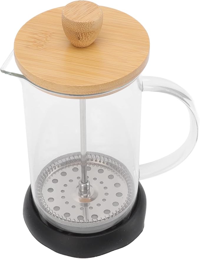 Heat Resistant Hand Brewing Filter French Press Borosilicate Borosilicate Tea Cafe Brewing Pot for Office Use (600ml Bamboo Cover)