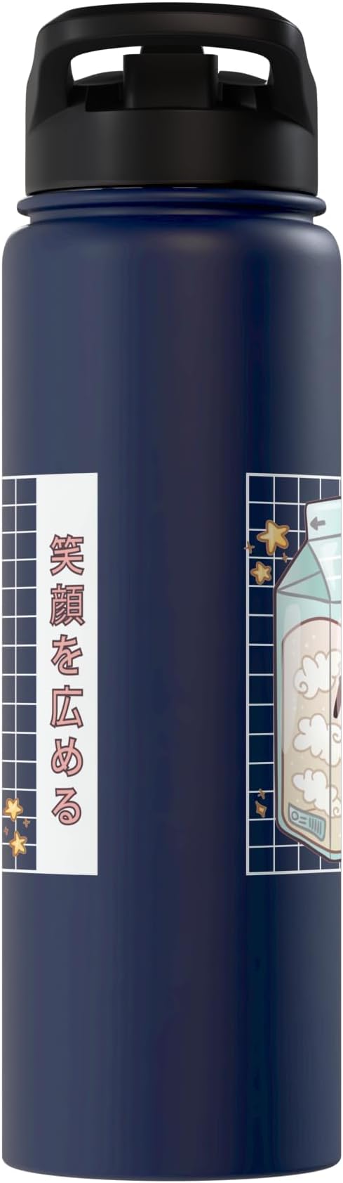 Japanese Kawaii Strawberry Milk Carton Vaporwave Grid Stainless Steel Insulated Water Bottle