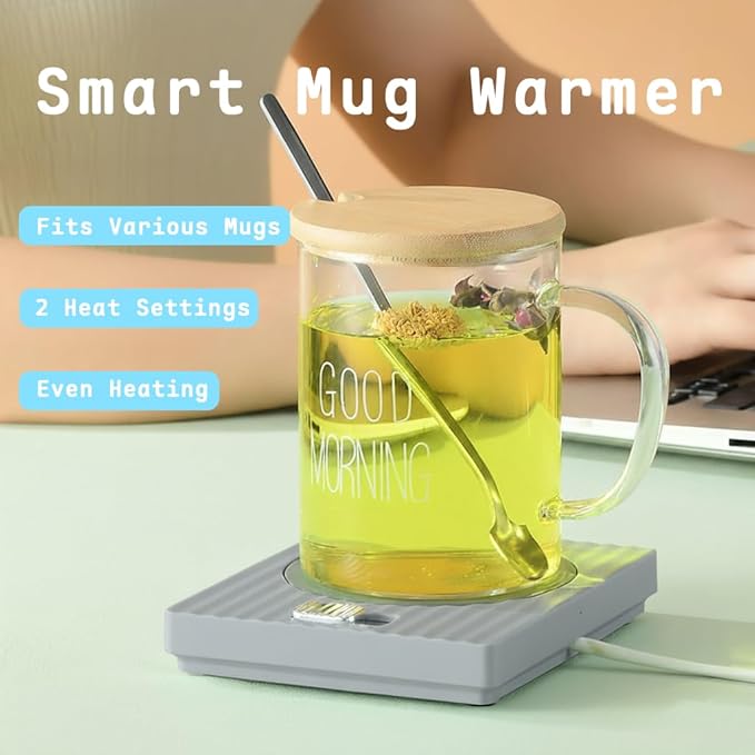 Coffee Mug Warmer for Desk, Electric Coffee Cup Warmer with Warm & Hot Settings, Universal Fit for Most Mugs, Ideal Warmer for Coffee, Tea, Milk & Beverages