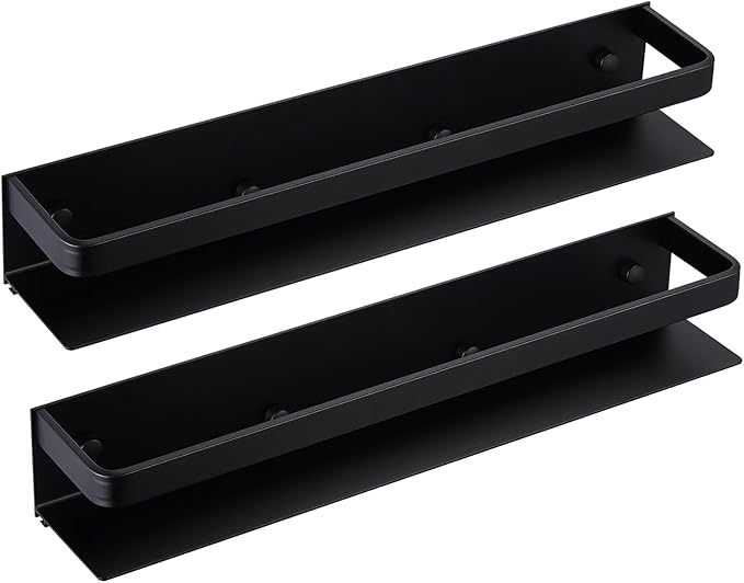 KES Spice Rack Organizer Kitchen Spice Rack Seasoning Organizer 16 Inch Aluminum Spice Holder Wall Mount Anodized Black 2 Pack, KSR401S40-BK-P2