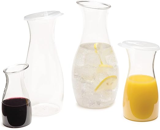 Carlisle FoodService Products 7090207 Cascata Carafe Juice Jar Beverage Decanter Only, Plastic, 1 L, Clear
