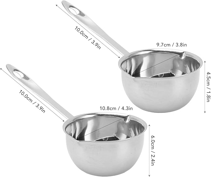 Milltrip Stainless Steel Butter Warmer, 300ml Mini Butter Melting Pot Small Saucepan Milk Warmer Pot with Induction Bottom, Dual Pour Spouts & Cool Touch Handle, Egg Pan for Melting Butterr Heating