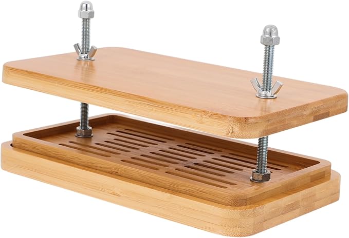 Hemobllo Bamboo Tofu Press 3-Layer Drip Tray Mold Adjustable Pressure Tofu Maker for Homemade Soybean Curd Efficient Kitchen Tool