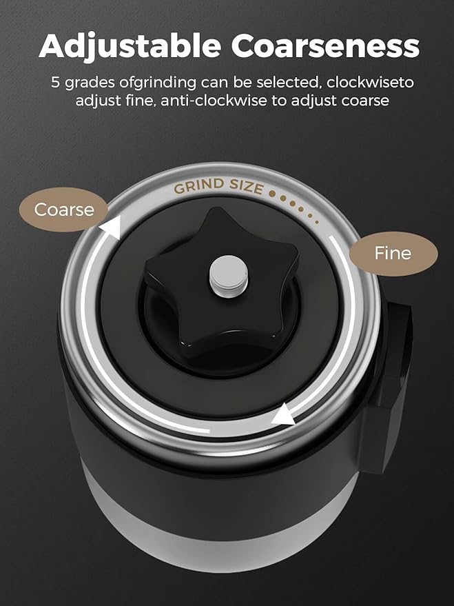 Manual Coffee Grinder,Ceramic Burr,20g Capacity,Adjustable Grind Setting,Portable Size for Camping,304 Stainless Steel