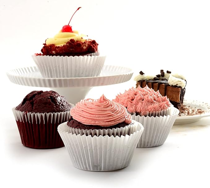 1500 Jumbo Cupcake Muffin Liners 2 1/4" X 1 7/8" | Large Tall White Fluted Baking Cups Cupcake Liners