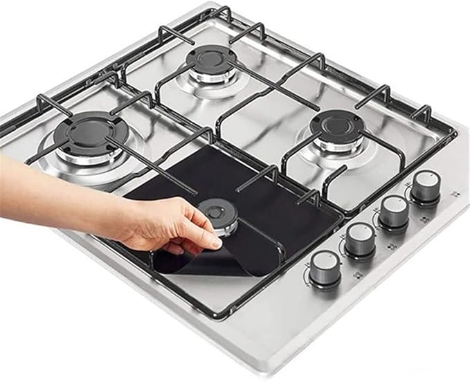 JSEIAJB 4pcs Gas Stove Non-stick Liner Heat Resistant Protector Cooker Mat Pad Kitchen Protect Gas Stove Stovetop Tool(D)
