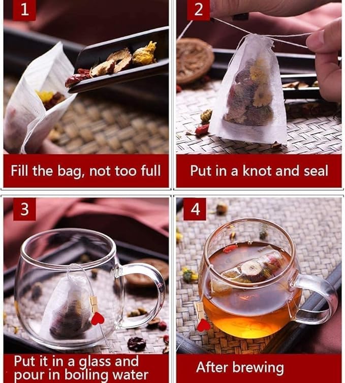 300Pcs Tea Filter Bags, Disposable Tea Filter Bags for Loose Leaf Tea from Safe Natural Materials, Empty Tea Bags Suitable for Loose-Leaf Tea, Spices, Herbs, Bring Tea Spoon (3.54 x 2.75 inch)