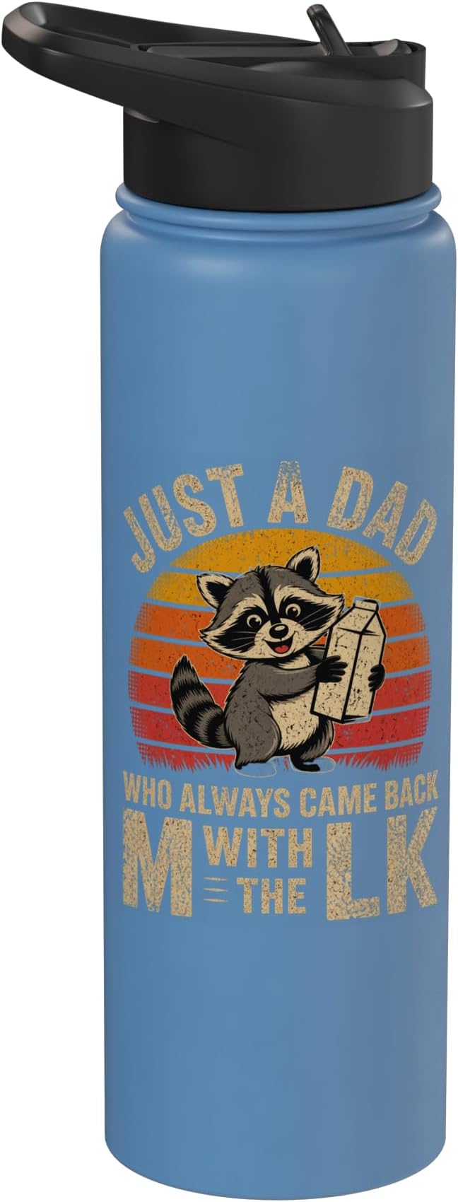 Just A Dad Who Always Came Back With The Milk Raccoon Retro Stainless Steel Insulated Water Bottle