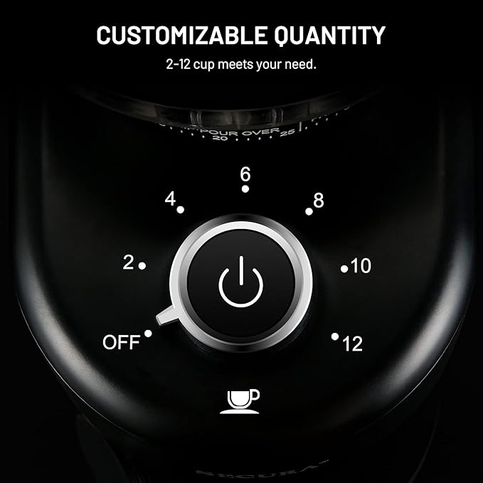 Secura Brands Conical Burr Coffee Grinder Electric Espresso Coffee Grinder with 35 Ajustable Precise Grind Settings for 2-12 Cup 8.8 Ounce Coffee Bean Storage