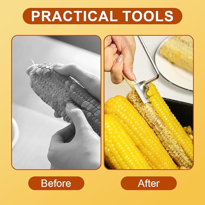 Easy Clean Stainless Steel Corn Peeler - New Corn Stripper for Home Kitchen & Restaurant Chef
